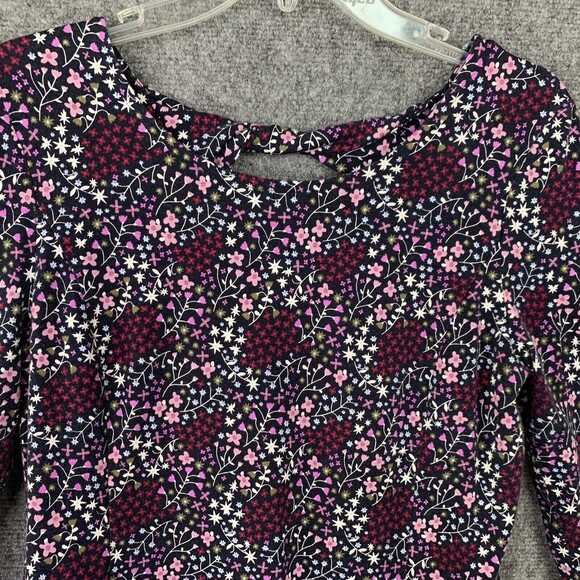 T By Talbots Floral Knit Top Women MP Boat Neckline Keyhole Back - Picture 2 of 10